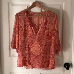 3/4 sleeve sheer spring blouse